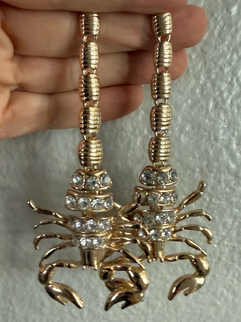 Gold Crystal Scorpion Drop Earrings - Women Jewelry